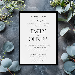 Invitation Black Elegant Classic Frame Mariage Parents Hôte