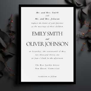 Invitation Black Elegant Classic Frame Mariage Parents Hôte
