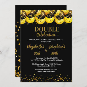 Invitation Black Elegant Double Anniversaire Soiree Invitatio