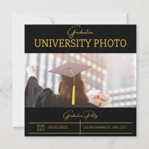 Invitation Black Elegant Foil Frontière University Grad