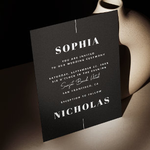 Invitation Black Elegant minimaliste élégant mariage QR Code