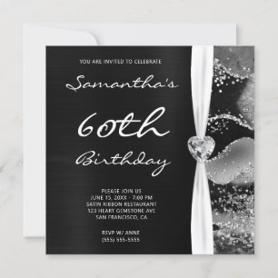 Invitation Black Foil Parties scintillant argent Agate Abstra