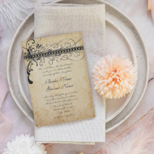 Invitation Black Funky Elegant Mariage de perles