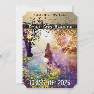 Invitation Black Funky Elegant Swirls Graduation Invite