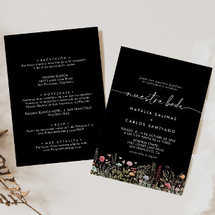 Invitation Black Galant Wildflower Avant & Arrière Nuestra Bo