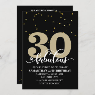 Invitation Black Gold 30 et fabuleuse fête d'anniversaire