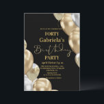 Invitation Black Gold 40th Birthday<br><div class="desc">Modern black and gold with silver invitation Template is perfect for stylish birthday party. Elegant-minimalistic themed invite is full of fun and modern design elements,  elegant calligraphy and modern fonts. Birthdays are special days,  and this invite can help it make a memorable for friends.</div>