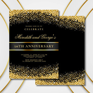 Invitation Black Gold 50e Anniversaire Mariage d'or