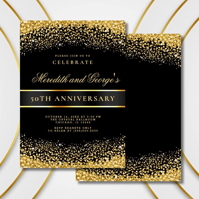 Invitation Black Gold 50e Anniversaire Mariage d'or (Créateur téléchargé)