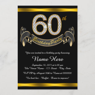 Invitation Black Gold 60e fête d'anniversaire