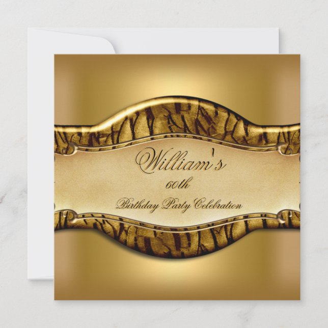 Invitation Black Gold 60th Birthday Party Mens Gold (Devant)