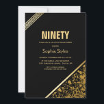 Invitation Black Gold 90th Birthday Dinner Party<br><div class="desc">Une invitation sophistiquée moderne à dîner noir et or 90ème anniversaire.</div>