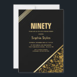 Invitation Black Gold 90th Birthday Dinner Party<br><div class="desc">Une invitation sophistiquée moderne à dîner noir et or 90ème anniversaire.</div>