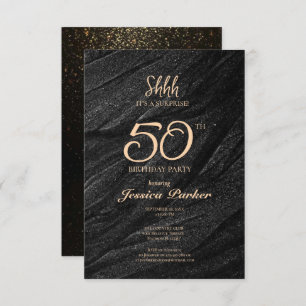 Invitation Black Gold Agate Surprise 50e anniversaire