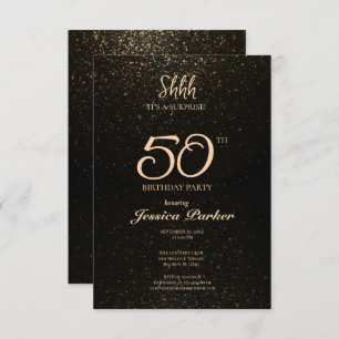 Invitation Black Gold Agate Surprise 50e anniversaire