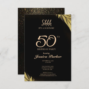 Invitation Black Gold Agate Surprise 50e anniversaire