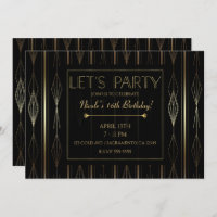 Black & Gold Art Déco Fêtons Anniversaire