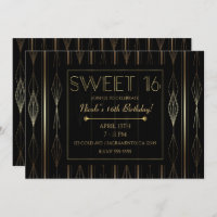 Black & Gold Art Deco Sweet 16 Anniversaire