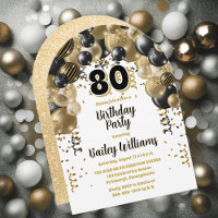 Black Gold Balloons 80e fête d'anniversaire