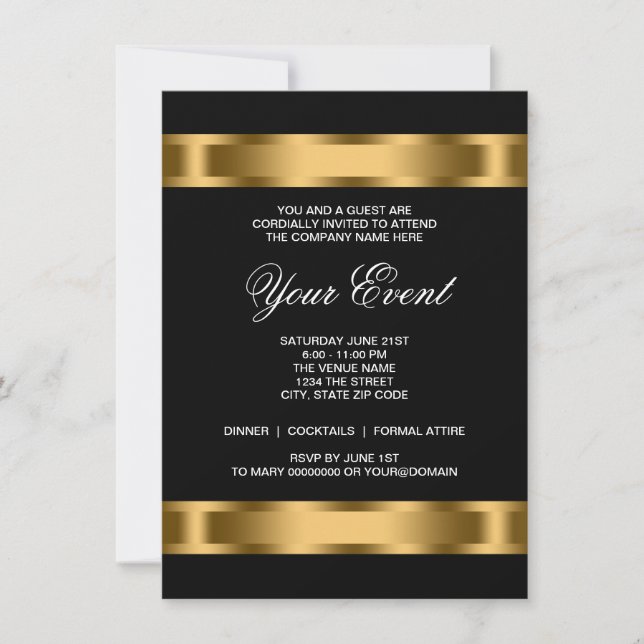 Invitation Black Gold Black Cravate Corporate Party (Devant)