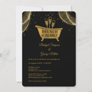 Invitation Black Gold Brunch & Bubbly Mariage