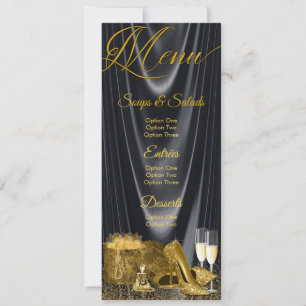 Invitation Black Gold Chaussure Femme Anniversaire Menu Progr