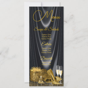 Invitation Black Gold Chaussure Femme Anniversaire Menu Progr