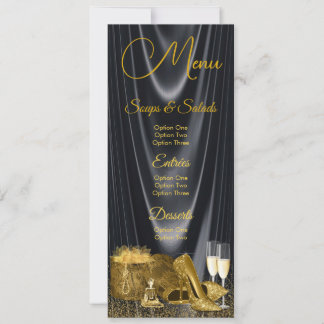 Invitation Black Gold Chaussure Femme Anniversaire Menu Progr
