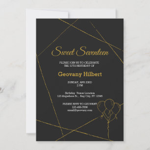 Invitation Black & Gold Classic Anniversaire
