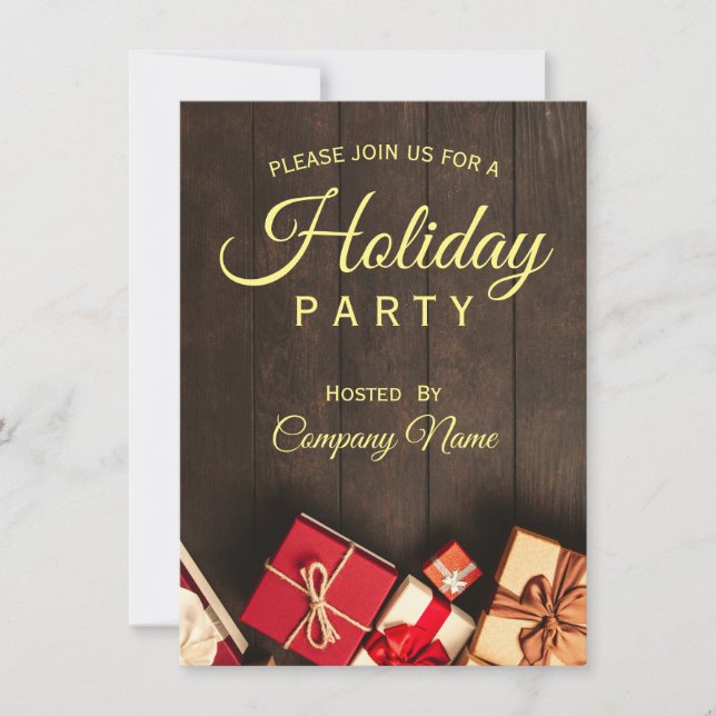 Invitation Black Gold Classy Corporate Holiday Party Invita (Devant)