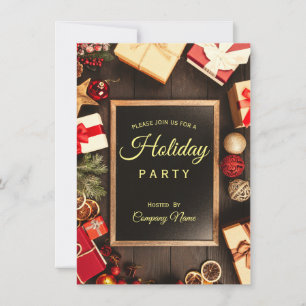 Invitation Black Gold Classy Corporate Holiday Party Invita I