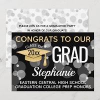 Black Gold Confetti Bokeh Bubbles Graduation