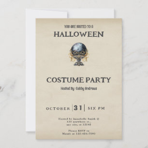 Invitation Black Gold Crystal Ball Vintage Halloween Costume