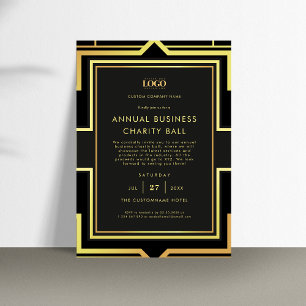 Invitation Black & Gold Custom Logo Business Company Event