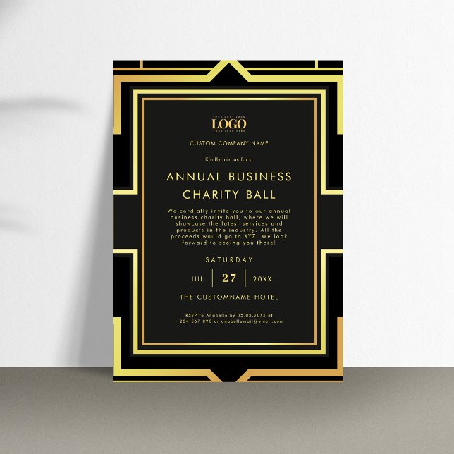 Invitation Black & Gold Custom Logo Business Company Event (Créateur téléchargé)