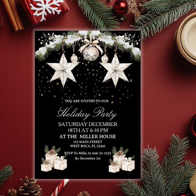 Invitation Black & Gold Elegant Holiday  (Créateur téléchargé)