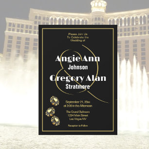 Invitation Black Gold Elegant Las Vegas Destination Mariage