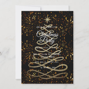 Invitation Black Gold Elegant Simple moderne fête de Noël