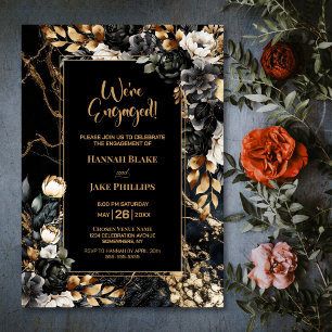Invitation Black Gold Floral