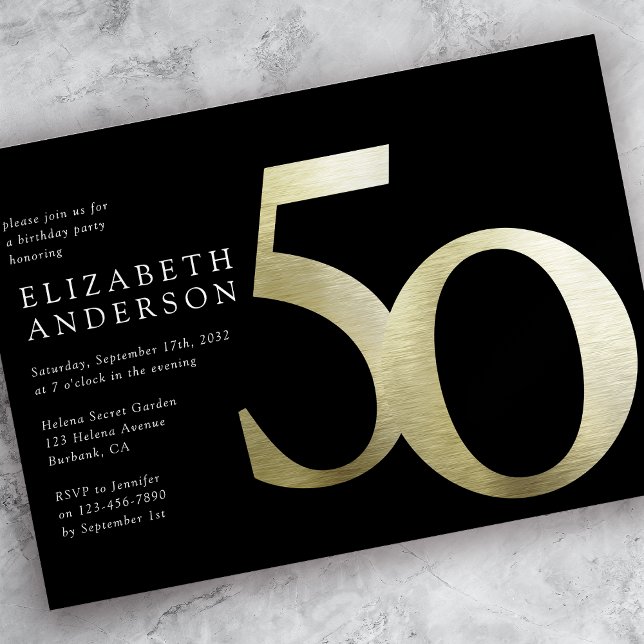 Invitation Black Gold Foil 50e anniversaire (Créateur téléchargé)