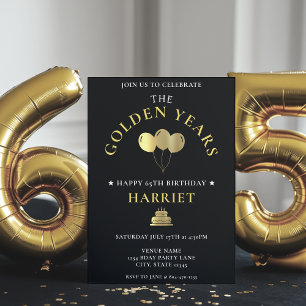 Invitation Black & Gold Golden Years 65e anniversaire
