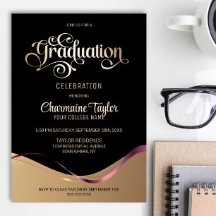 Invitation Black Gold Graduation Party