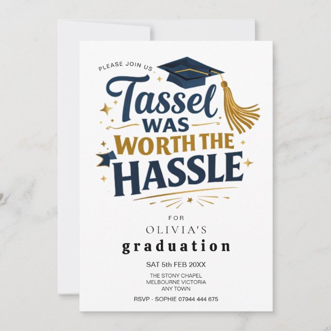 Invitation Black & Gold Graduation Tassel Was Worth Hassel  (Devant)