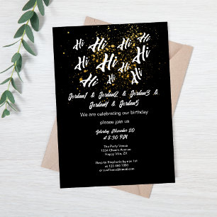 Invitation Black Gold Group Friends Joint Anniversaire