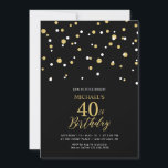 Invitation Black & Gold Hexagon Confetti 40e fête d'anniversa<br><div class="desc">Célébrez votre journée spéciale avec cette invitation moderne à la fête du 40e anniversaire. Ce design présente un script de lettrage "40th Birthday" avec des confettis en forme d'hexagone avec un combo noir & or couleur. D'autres fournitures de fête sont disponibles à ma boutique BaraBomDesign.</div>