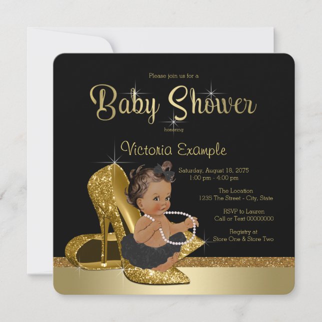 Invitation Black Gold High talon Chaussure Ethnic Girl Baby s (Devant)