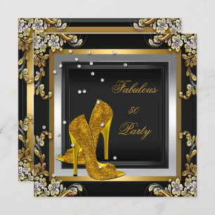Invitation Black Gold High Talons femmes fête d'anniversaire