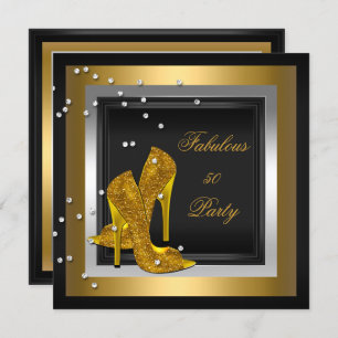 Invitation Black Gold High Talons femmes fête d'anniversaire