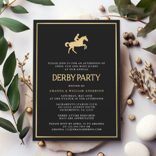 Invitation Black & Gold Horse Race Derby Party
