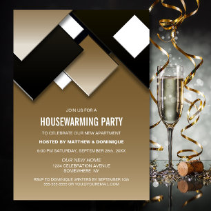 Invitation Black Gold House Party